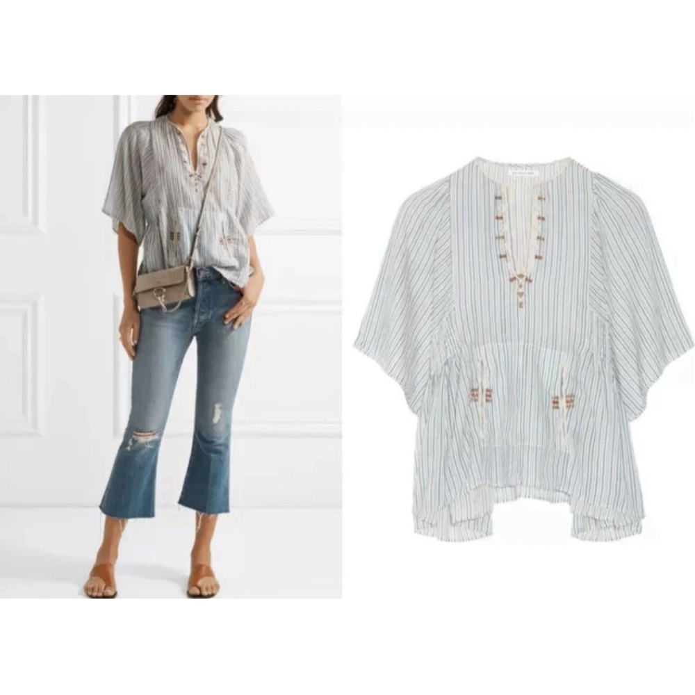 ISABEL MARANT Etoile Striped Joy Top Embroidered Blouse - Picture 4 of 12